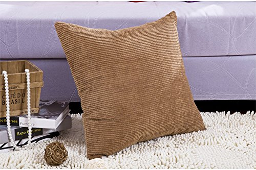 Farbe mais gestreift Kissenbezug Cord Deko Kissen Bezug 2-teilig für Sofa Überwurf Kissen Fall 45,7 x 45,7 cm 45 x 45 cm Braun - 5
