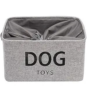 Morezi Canvas Dog Toy Box Puppy Toy Basket Bin with Handles and Drawstring Closure - Perfect for Organizing Pet Toys, Blankets, Leashes, Towel, Coats, Diaper, Pet Pee Mat - Grey