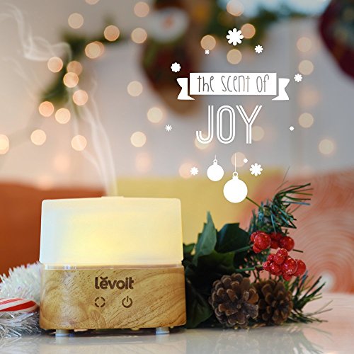 Levoit Aroma Diffuser Holzmaserung Ultraschall Luftbefeuchter mit 7 Farben-LED, Touch-Tasten-Steuerung, Duftzerstäuber Humidifier für Salon Spa Yoga Schlafzimmer Konferenzraum Büro Toilette Baby-Zimmer, 120ml, Weiß. - 7