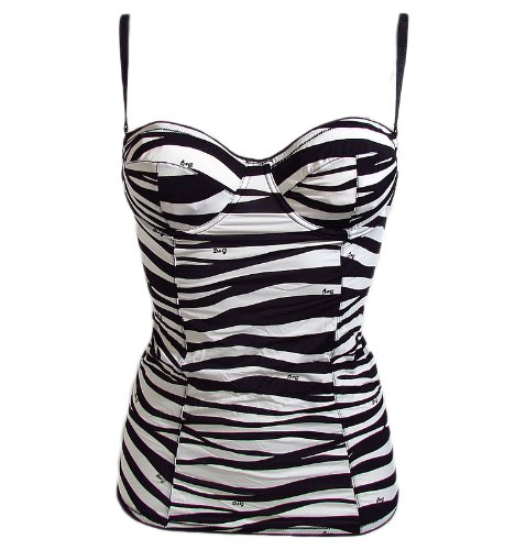 DOLCE & GABBANA D&G "Clean Cut Zebra 2O" womens camisole animal (black/white)