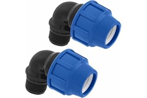 SmartProduct Raccord Coudé MDPE PP à 90 degrés 25mm x 1 mâle pour tuyau d’eau PE de compression – Raccords de plomberie coudés PN16 de 32 mm – connecteur pour tuyaux PE80 et PE100-2 pièces