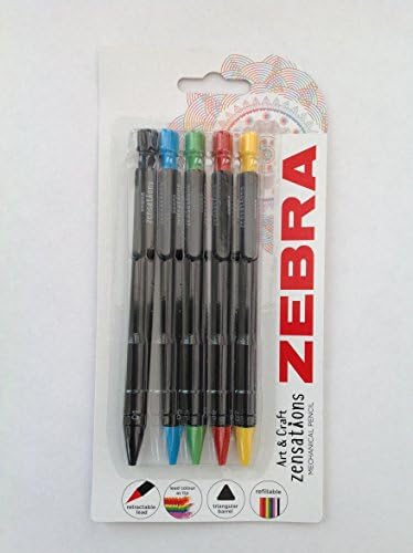ZebraZensations refillable/retractable pk5 2.0mm coloured pencil Black/Blue/Red/Green/Yellow-1-233