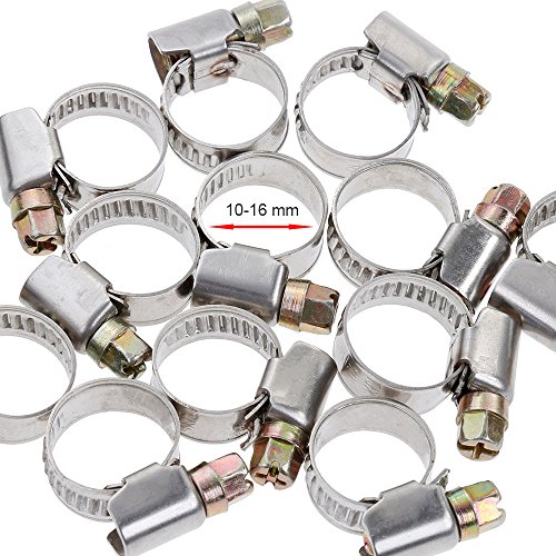 Rovtop 12 Stück Schlauchschellen Set Spannbereich 10 – 16 mm Bandbreite 9 mm - 3