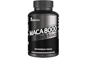 ‎BIOMENTA BIOMENTA Maca 8000 – 10:1 Black Macawurzel Extrakt - 800 mg Extrakt (entspricht 8.000 mg Maca Pulver aus Peru) / Tag - 180 Kapseln – vegan - Premiumqualität