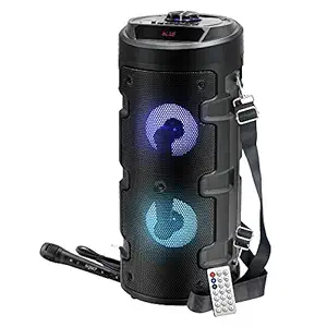 Artis MS301 Wireless Bluetooth Portable Party Speaker with RGB Glow Lights, Wired Mic, Remote Control, FM Radio & Aux in/USB/TF Card Reader Input (20W RMS Output)