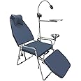Portable Microfiber Leather Foldable Dental Chair With Stainless Steel Frame Instrument Tray And Light