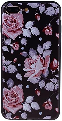 iPhone 8 Case, iPhone 7 Case, CXMALL Pink Roses Embossed Pattern Shockproof Anti-Scratch Utral Slim Soft Flexible Silicone TPU Gel Protective Cover Case with Black Edge Bumper for iPhone 7 iPhone 8 4.7 inch