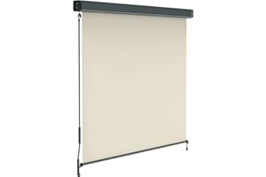 paramondo Tenda da Sole Verticale a Rullo per Esterno 2000 Protezione Solare per Balcone con Cassonetto e Manovella, 120 x 250 cm, Beige, Struttura Antracite