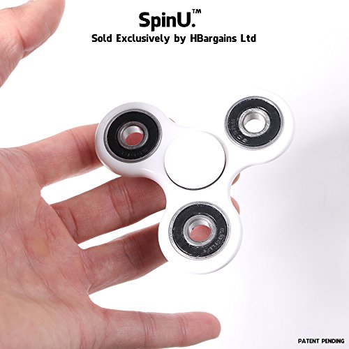 SpinU High Quality Fidget Tri Spinner Ceramic Bearing - Speed Spinner Fidget toy the best fidget spinner for stress relief and focus, Perfect for anxiety / ADHD / ADD. And Autism Toy children adult gadget (White)