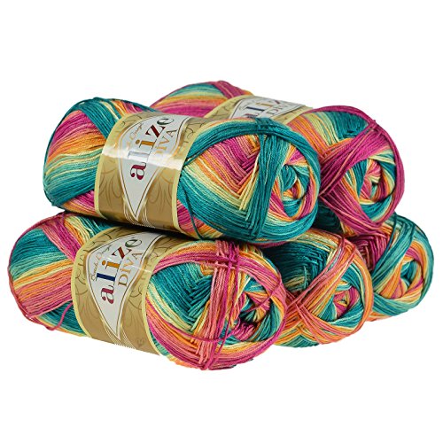 Strickgarn ALIZE DIVA – 100g, Farbe 4572 flowers & sea - 2