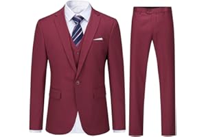 YOUTHUP Abito da Uomo 3 Pezzi Suit Slim Fit Business Wedding Abiti per Uomo Giacca e Gilet e Pantaloni