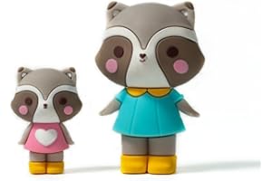 TRICICLO EDITORES Dundunland, Familias de animales estilo kawaii, muñecos coleccionables, 2 mapaches de juguete incluidos, 1 bebe y 1 adulto en cada sobre, regalo niños, animales humanizados para jugar.