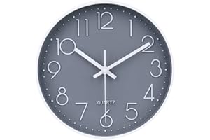 ‎JOMPARIS jomparis 25cm Modern Quartz Lautlos Wanduhr Schleichende Sekunde ohne Ticken Analoge Wanduhr Dekor für Wohnzimmer, Zimmer, Büro (Grau)