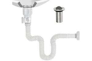 JOZMMZEOOA Égouttoir de Bonde de Lavabo 300-1000Mm Siphon Lavabo Avec Pop-Up Bouchon Bonde Lavabo Vidange de Filtre Tuyau Vidange Flexible Rétractable, Anti-Colmatage Anti-Odeurs Anti-Insectes(Blanc)