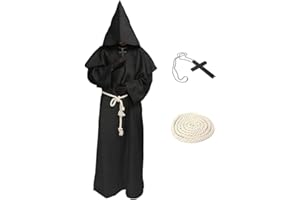 Xinlong Halloween Mönch Robe Priester Kostüm Herren Cosplay Mönchskostüm Mittelalter Renaissance Hooded Mönch Kostüm