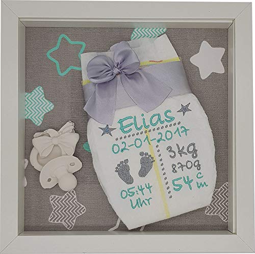 Preisvergleich Produktbild Bestickte Windel im Rahmen