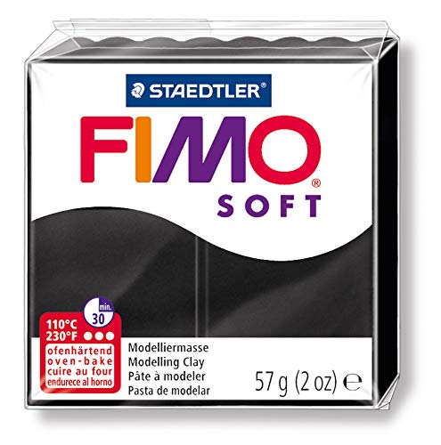 Staedtler 8020-9. Pasta para modelar de color negro Fimo Soft. Caja con 1 pastilla de 57 gramos.