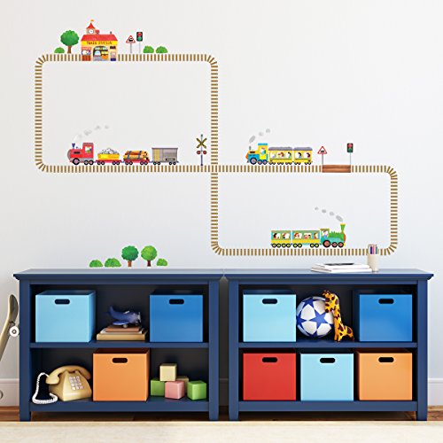 Decowall DW-1504 Züge & Gleise Wandsticker Wandaufkleber Wandtattoo Kinderzimmer - 2