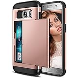 Galaxy S7 Case, Coolden Armor Shockproof Case Galaxy S7 Wallet Case Cover Protective Case Rubber Bumper Card Holder Slot Wallet Case Cover for Samsung Galaxy S7 Phone Cases Heavy Duty Case (Rose Gold)