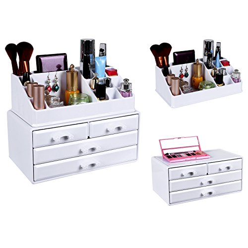Songmics Muttertagsgeschenk Kosmetik Aufbewahrung Organizer 4 Schubladen Acryl weiß JKA0010 - 8