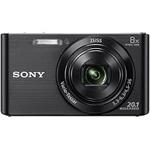 Sony DSC W830 Cyber-shot 20.1 MP Point and Shoot Camera (Black) with 8x Optical Zoom, Free Memory Card and Camera Case