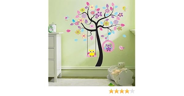 Decorations Enfants Xxl Mural Zooyoo Sticker Arbre Hibou Deco Chambre Enfant 7 Stickers Muraux