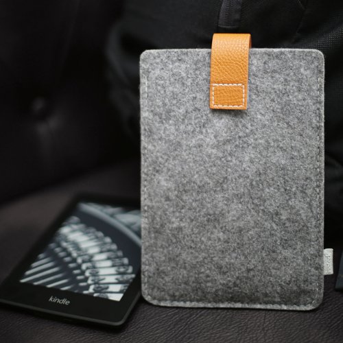 Inateck Kindle Paperwhite Hülle Case Filz Sleeve für Amazon neue Kindle Paperwhite 2015 300 PPI 3.Gen/ 2014/ 2013/ 2012 und Kindle Fire HD 6 20 cm x 14 cm, Verschluss mit Druckknopf, grau - 6