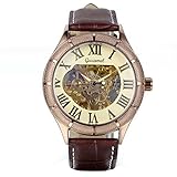 Avaner Herren-Armbanduhr Uhr Klassische Skelett Automatik mechanische Armbanduhr mit Braun Lederband Männer