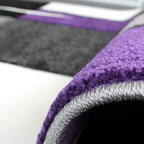 Designer Teppich mit Konturenschnitt Teppich Kariert Lila Schwarz Grau, Grösse:120×170 cm - 2