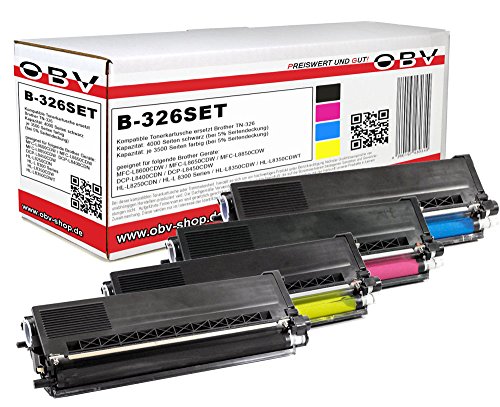 4 x kompatibler Toner für Brother TN-326 für MFC-L8600CDW / MFC-L8650CDW / MFC-L8850CDW / DCP-L8400CDN / DCP-L8450CDW / HL-L8250CDN / HL-L8350CDW / HL-L8350CDWT