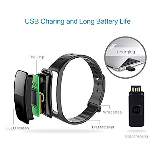 endubro i3HR Fitness Armband mit Herzfrequenz – Monitor für Android Smartphone und iPhone, Schrittzähler, Push-Message und Anrufer – ID Benachrichtigung - 4