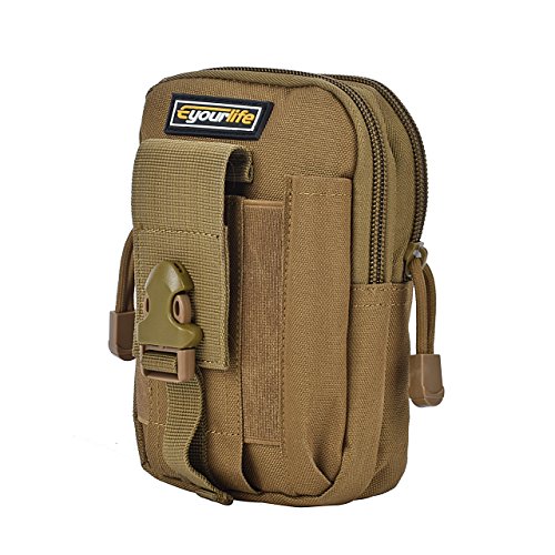 Eyourlife Bolsa Compacta de T  ctico Bolso de Cintura Bandolera Ri  onera Militar de Marcha Hombre Mujer para M  viles Accesorios de Camping Senderismo Pesca Caza Deporte al Aire Libre Amarillo-Marr  n