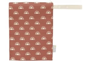 Itzy Ritzy Sealed Wet Bag with Adjustable Handle – Washable & Reusable Wet Bag with Water Resistant Lining Ideal for Swimwear, Diapers, Gym Clothes & Toiletries; Measures 11” x 14”, Terracotta Sunrise