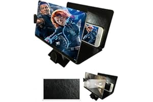 GENIE FORCE Universal tragbarer Falten Smartphone Screen Magnifier für Smartphone Aller Arten. Smartphone Bildschirm Vergrößerungslupe mit 3D Effekt. SCHWARZ