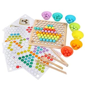 Beetest ES Juguetes de Madera NiñOs, Motricidad Fina, Tablero Montessori, 3 Años, Juguete Educativo, EducacióN Temprana Palillos Cuentas Rompecabezas Manos Cerebro Entrenamiento
