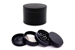 CYH Grinder di Spezie, Tritino in Metallo, con polline Catcher, Realizzato in Titanio Lega di Zinco, Diamante a Forma di Denti, Grinder in 4 Pezzi, Nero