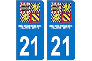 HADEXIA Autocollant Stickers Plaque immatriculation Voiture Auto département 21 Côte-d’Or Logo Région Franche-Comté Nouveau modele