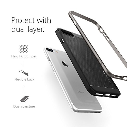 iPhone 7 Plus Case, SpigenÂ® [Neo Hybrid] PREMIUM BUMPER [Gunmetal] Bumper Style Premium Case Slim Fit Dual Layer Protective Cover for iPhone 7 Plus (2016) - (043CS20535)
