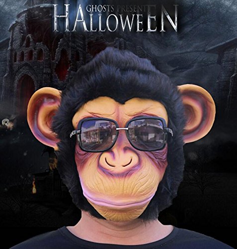 Affe Kopfmaske, Cusfull Neuheit Halloween-Kostüm Party Latex Tiermaske Affe Kopf Maske Headmaske Halloween-Party-Kostüm - 4