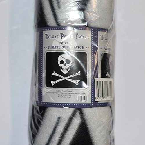 Jolly Roger Pirate Skull With Patch Fleece Blanket Comforter 50 x 60 by Flagmaster