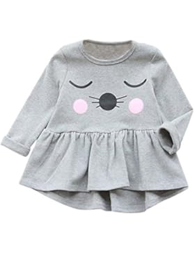 Babykleidung URSING Kleinkind Kinder Baby Mädchen Baumwolle Kleider Lange Ärmel Katze Druckkleid Casual Oberteile...