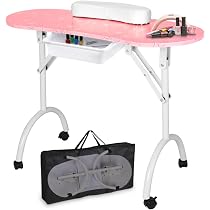 Tavolo Per Manicure Portatile Pieghevole Con 3 Cassetti E Ruote – In Legno E Metallo, 104x38 Cm, Carico 100 Kg, Per Saloni E Casa, Nero