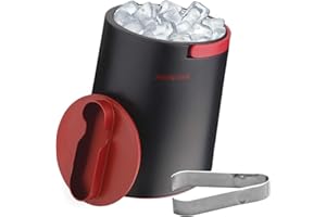 PINNACLE Seau à glace isotherme pour fêtes avec pince qui tient dans le couvercle – Seau à glace en acier inoxydable pour bar à cocktails avec poignées pliables pour bar intérieur/extérieur, sans BPA