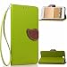 Produktbild HTC One (A9) Lederoptik PU Leder Hülle (Frei 2 in 1 Ball Touch Pen) CaseHome Nature Blatt Etui Magnetverschluss Stil PU-Leder Brieftasche [Standfunktion] Deckel Klapptasche Schale Flip Foliant Schützende Haut Hüllen Mit Wallet Kartenfach Magnetverschluss Standfunktion Handytasche Taljereep Lanyard Strap Tragen Folio Tasche Schutzhülle(Grün Color)