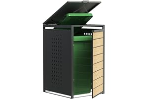 Cobertizo para Cubo de Basura Gardiun Liam 68x80x116 cm Acero Galvanizado | Ocultación Cubo Reciclaje Modular| Apertura Superior