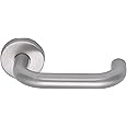Bary Return to Door Lever on Rose Safety Door Handles Satin Stainless Steel (Sprung)