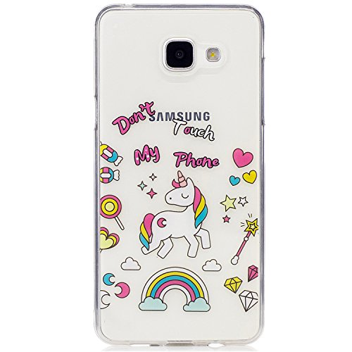 Galaxy A3 2016 Hülle, Silikonhülle für Galaxy A3 2016 , Edaroo Cute Cartoon Regenbogen Einhorn Muster Urtradünne Stoßfeste TPU Handy Case Kratzfeste Handyhülle Handy Schützt Hülle Tasche Backcove für Samsung Galaxy A3 2016 – Don’t Touch My Phone - 2