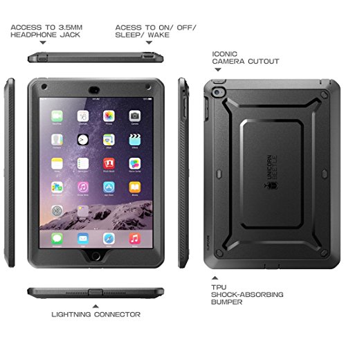 Apple iPad Air / iPad 5 Hülle – SUPCASE [Beetle Defense Serie] Gehäuse mit integriertem Displayschutz und schlagfesten Rahmen (Schwarz) - 2