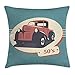 Produktbild Trsdshorts Retro Throw Pillow Cushion Cover, Image of Nostalgic Antique Classic Legendary Vehicles Old is New Again Print, Decorative Square Accent Pillow Case, 18 X 18 inches, Red Yellow Teal