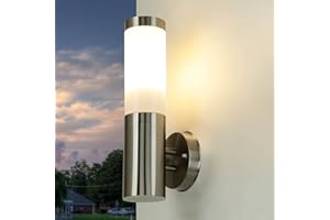 LICHT-ERLEBNISSE Prosta lampa zewnętrzna stal szlachetna srebrna IP44 33 cm Ø 8 cm wejście taras ogród lampa ścienna zewnętrzna